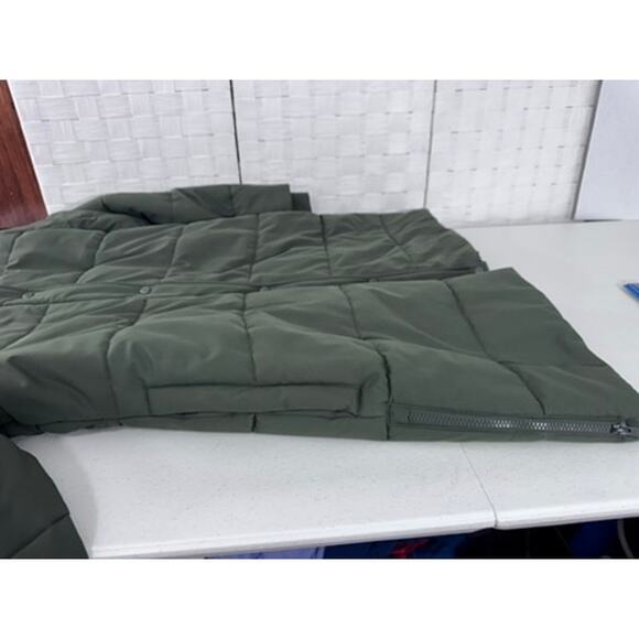 "FALLS CREEK" Green Womens Puffer Coat Side Zippers Sherpa Lined SZ 1X Cozy Warm - Picture 11 of 12